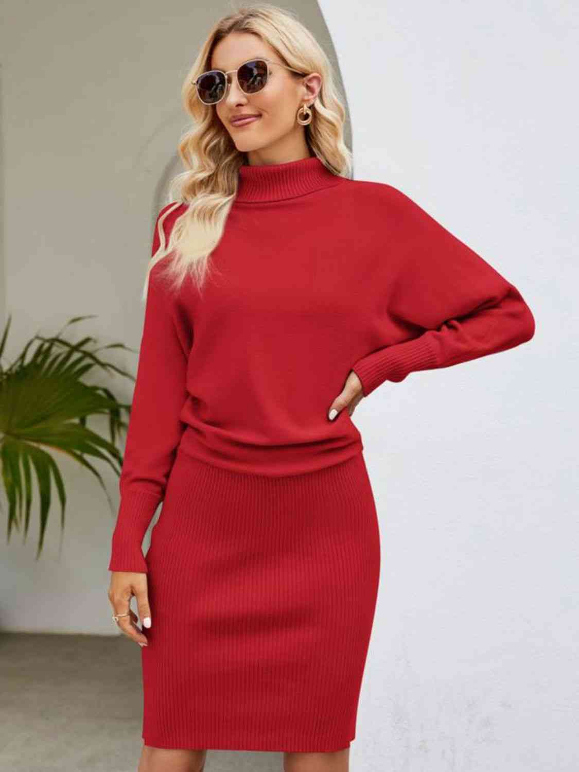 Turtle Neck Long Sleeve Ribbed Sweater Dress MINI.MIDI.MAXI Turtle Neck Long Sleeve Ribbed Sweater Dress MINI.MIDI.MAXI
